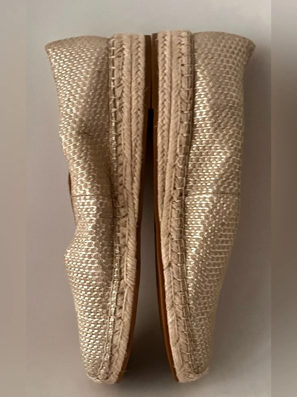 Eileen Fisher Petals Metallic Woven Espadrille Ballet Flats Women's 11 Gold